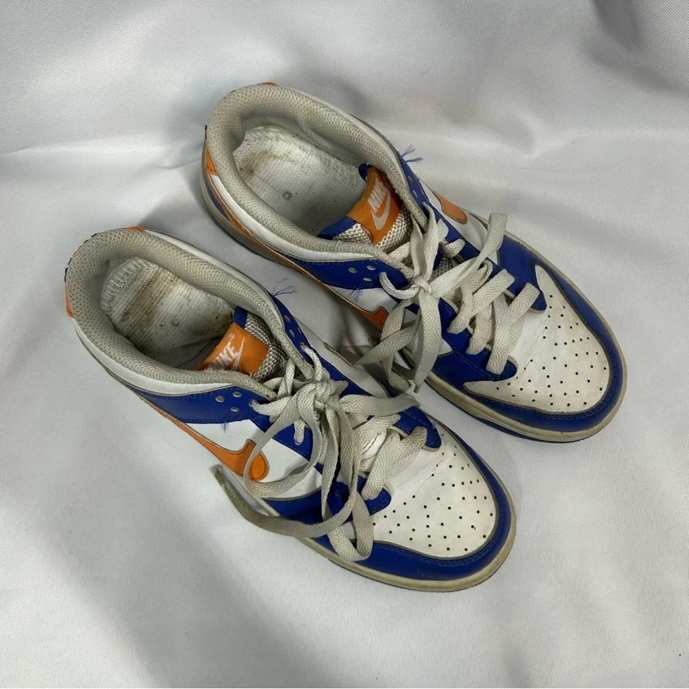 Nike | Dunk Low Knicks Sneakers Blue White Orange Shoes Boys Size 6.5Y